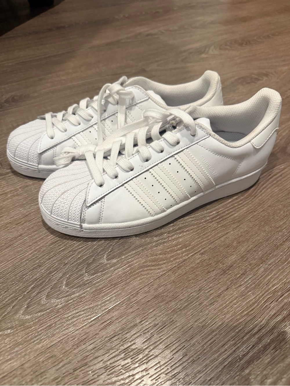 adidas White Leather Superstar II Shell-Toe Sneakers